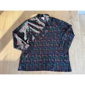 Bon Worth Women’s Button Up Vintage Top Deco Design & Unique Buttons Size XL P